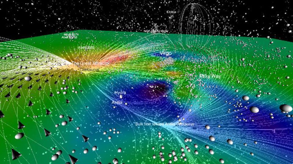 Uma parte bidimensional das regiões excessivamente densas e insuficientemente densas do Universo perto de nós